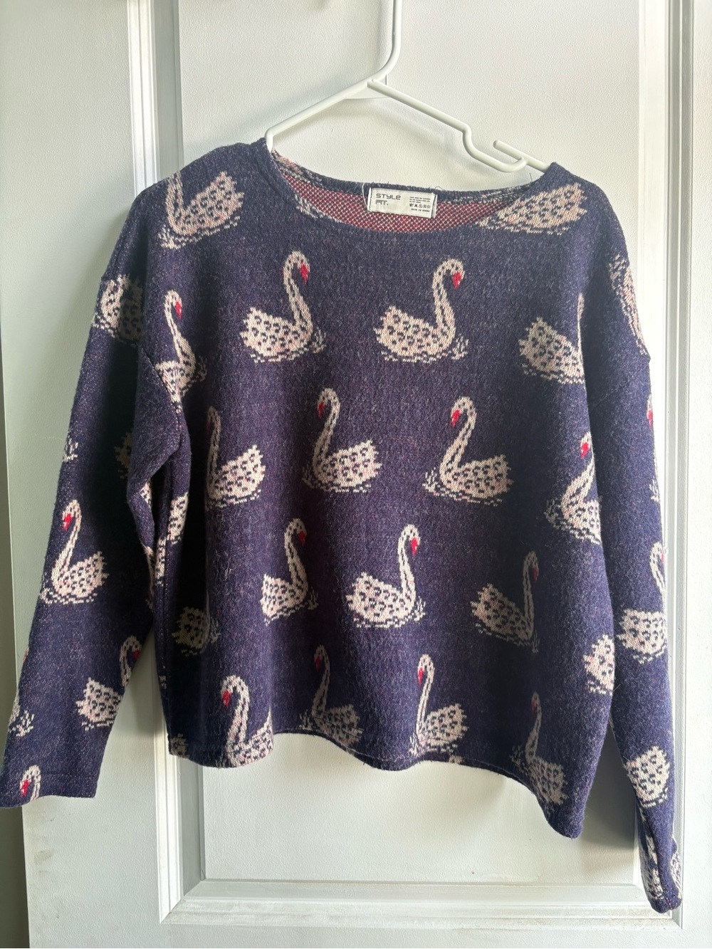 Navy Swan Print Women’s Sweater